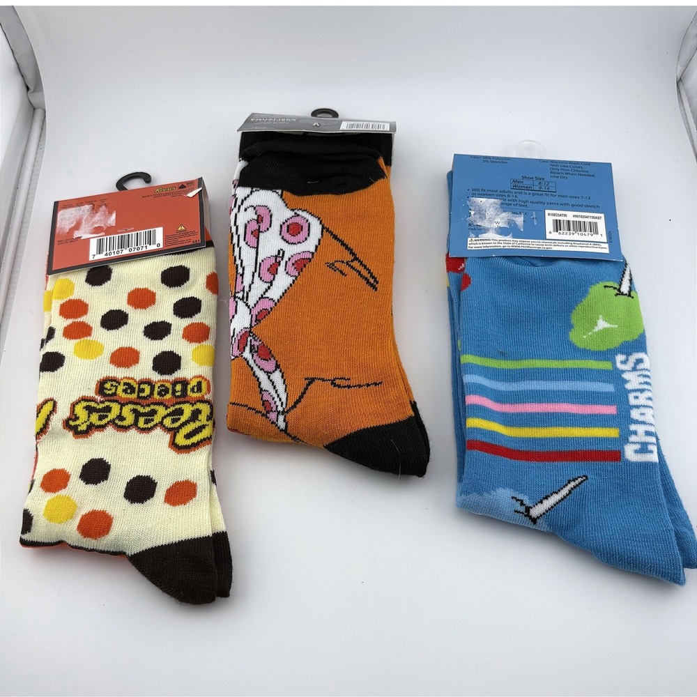 New 3 Pack Novelty Crew Socks Reeses Disney Fozzie Bear Charms Fluffy Stuff 9-13 - Picture 2 of 5